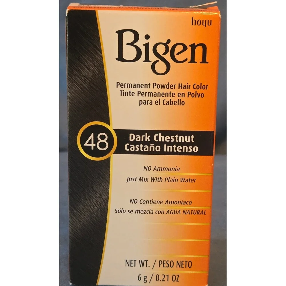 Bigen Permanent Powder Hair Color 48 Dark Chestnut Ammonia Free Hoyu 0.21oz